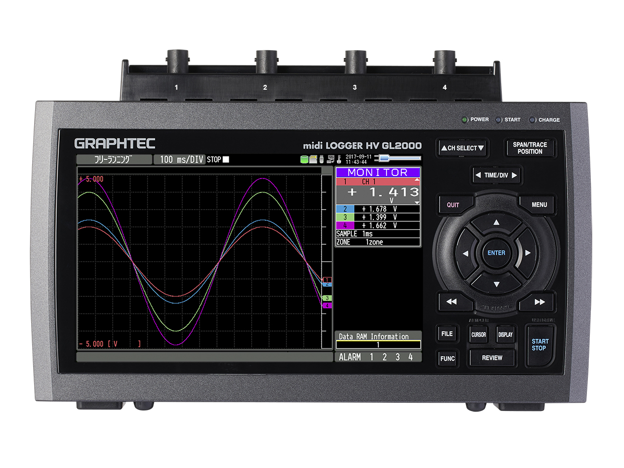 グラフテック/GRAPHTEC 高電圧高速4チャネルロガー midi LOGGER HV